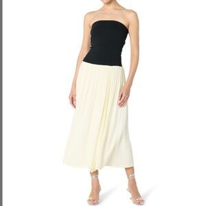 NWT The Drop Women’s Lillian Mixed Media Strapless Maxi Dress Black Ivory - M